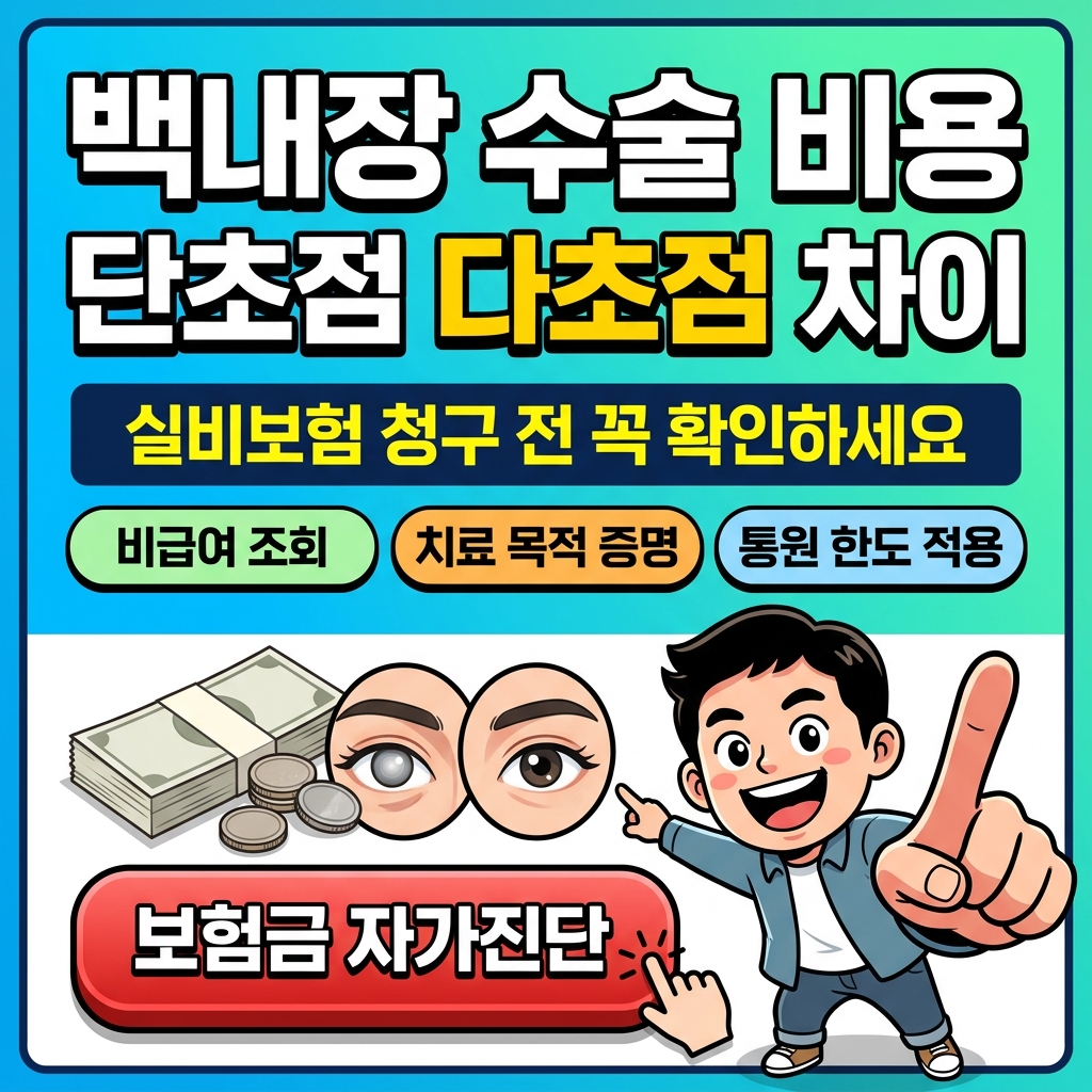 백내장 수술 비용 단초점 다초점 차이와 실비보험