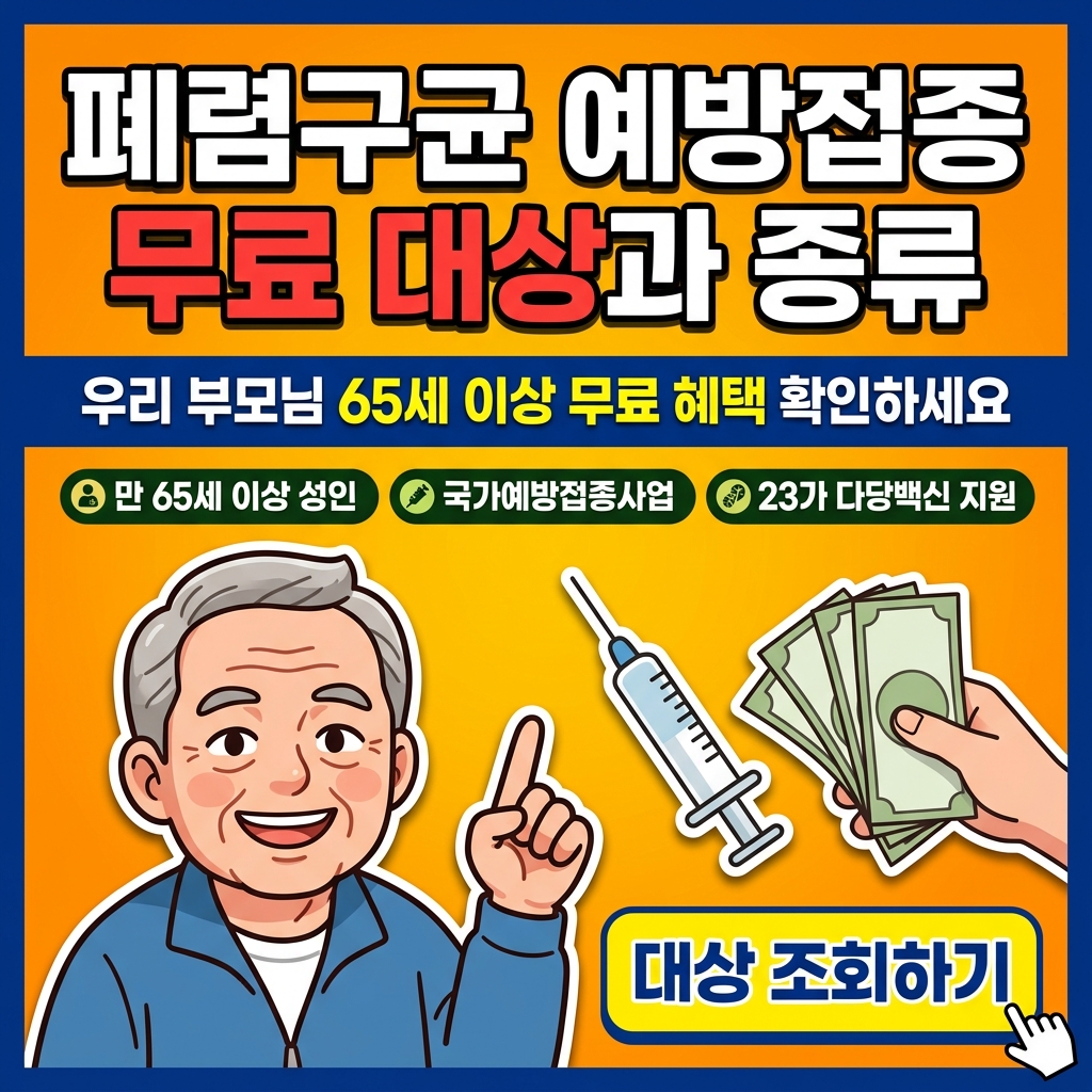 폐렴구균 예방접종 무료 대상과 종류